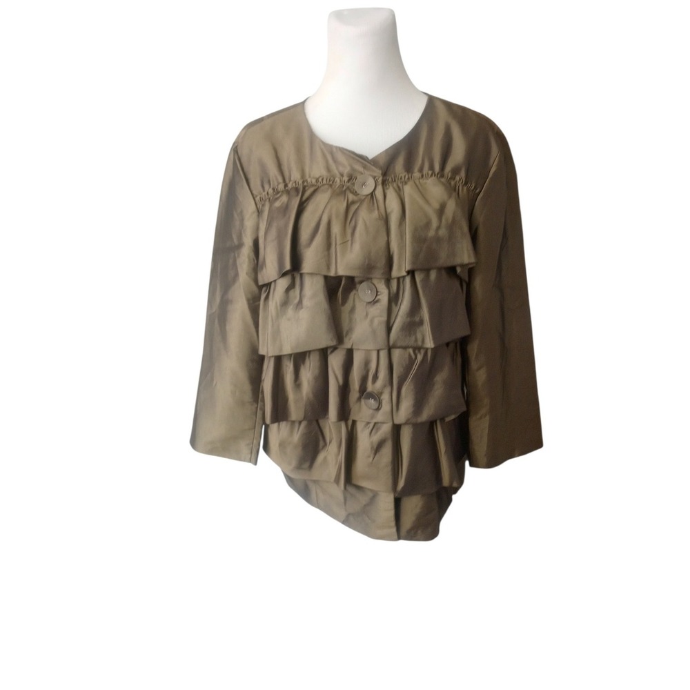 jaipur  taffta satin layer L button green formal jacket Blazer Classic Old Money